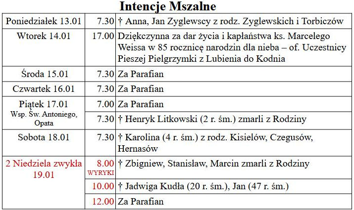 od 13.01 do 19.01.2025